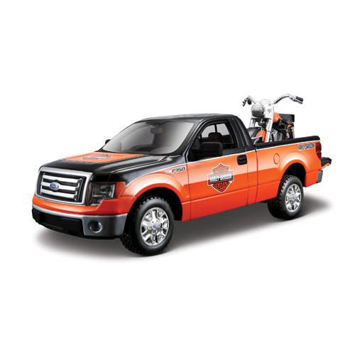 xe-mo-hinh-harley-dadvison-ti-le-124--1958-flh-duo-glide-va-ford-f150-stx